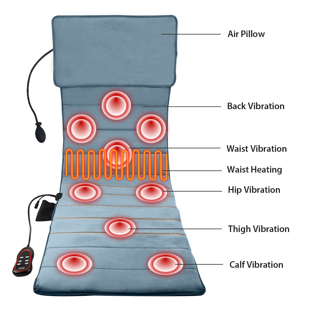 Electric Vibration Full Body Massage Mat Inflatable Air Pillow Home Office Heat image 2