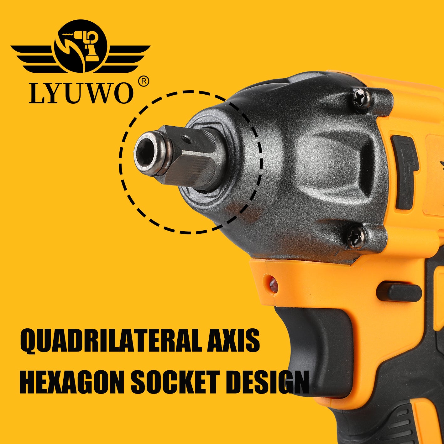 LYUWO Electric Wrench 350NM Brushless Electric Wrench High Torque Air Cannon He image 4