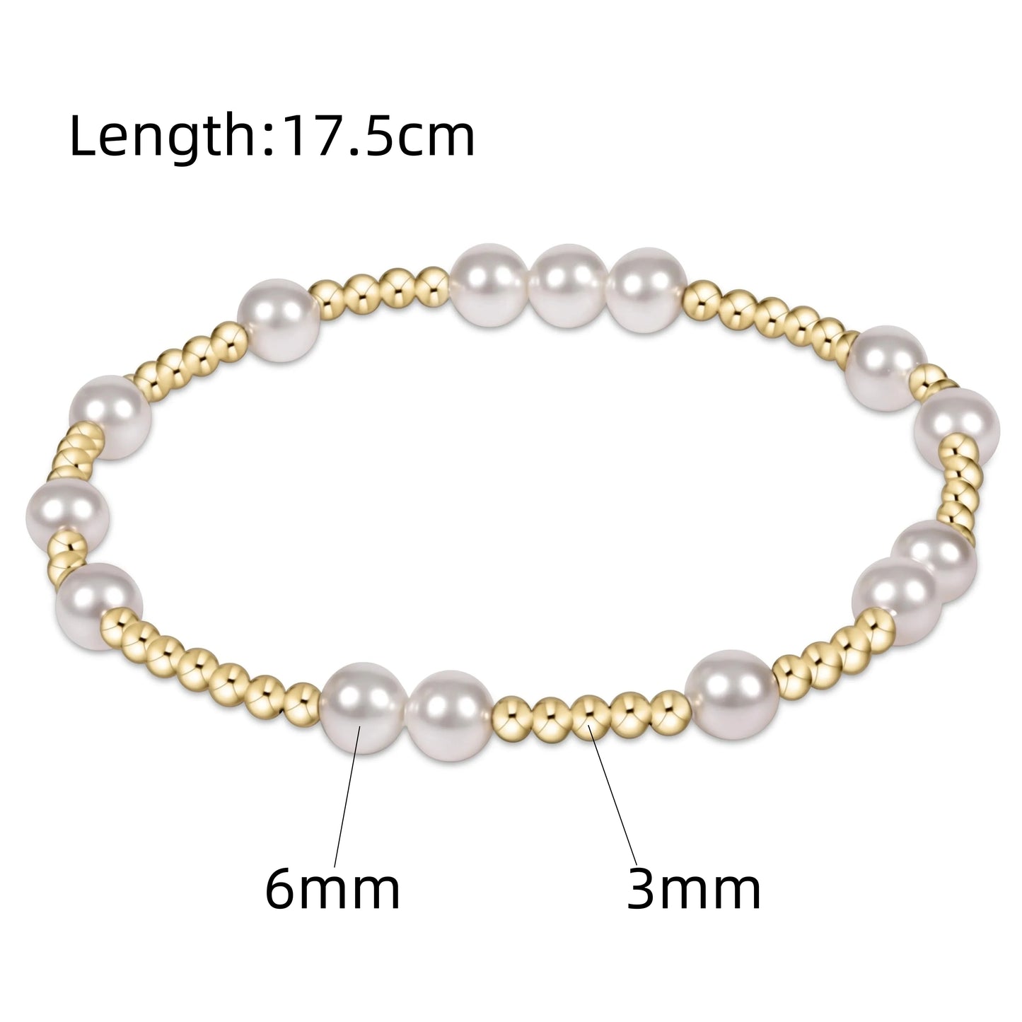 CCGOOD Pearl Bracelet Summer Stackable Jewelry 18 K Gold Plated Ball Beads Stra image 6