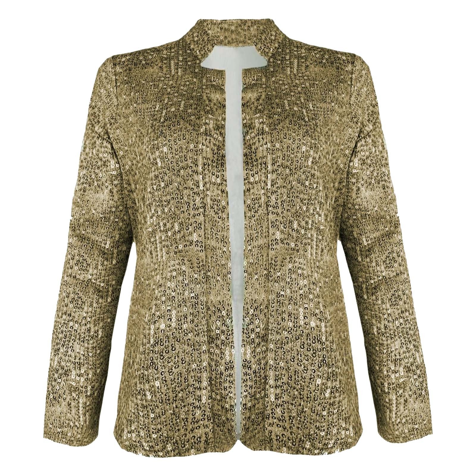 Fashion Sequin Blazer Long Sleeves Slim Fit Cardigan Women Open Front Jacket Sp image 2