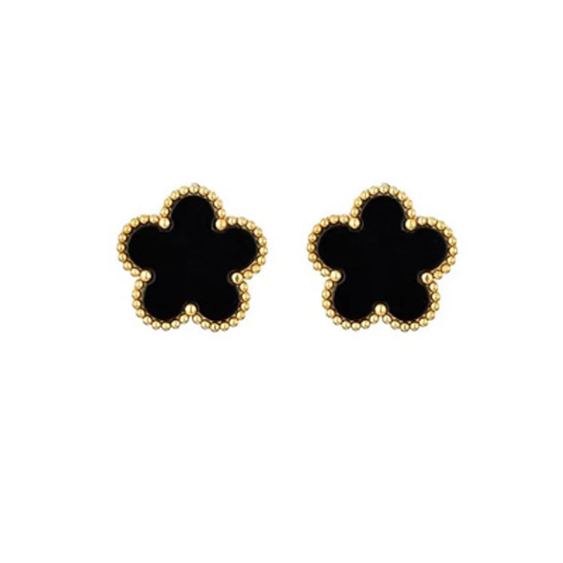 14K Gold Plated Five-leaf Clover Link Bracelets White Black Blue Gold Red Green image 40