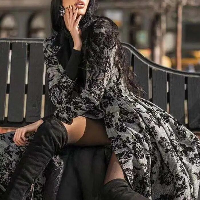 Women's Dress Autumn Winter Women's Coat 2022 Women's autumn winter lace stitch image 1