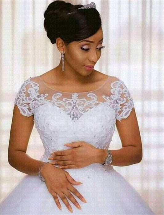 Vestido De Noiva Vintage Lace Appliques Ball Gown African Wedding Dresses 2023 image 0