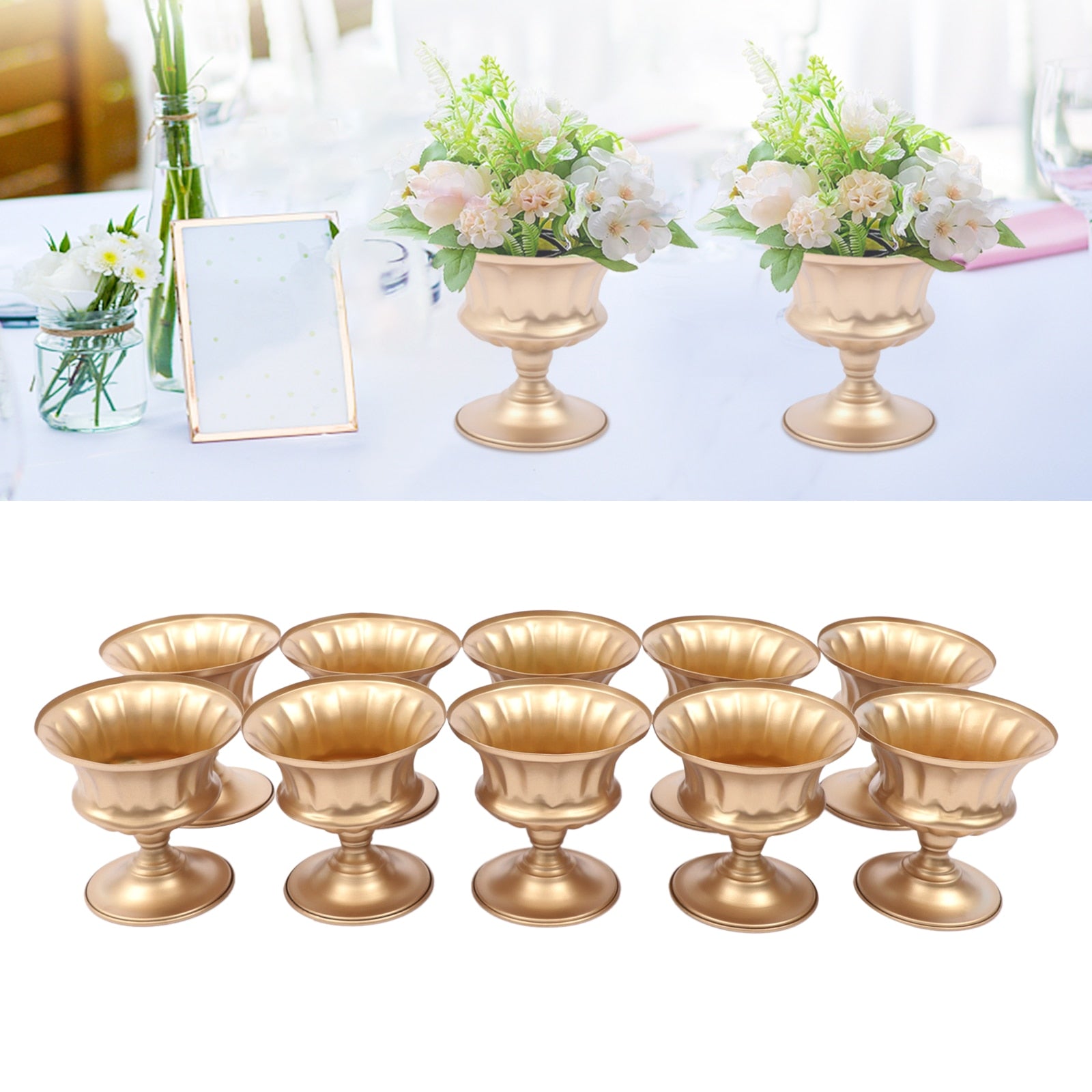 Metal Vase Table Decorative Flower Display Round Bowl Centrepiece Home Art Vase image 7