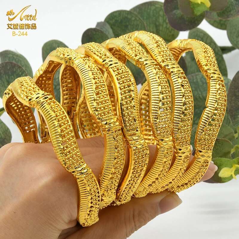 ANIID Dubai Bangles 24K Gold Color African Bracelet For Women Wholesale Designe image 7