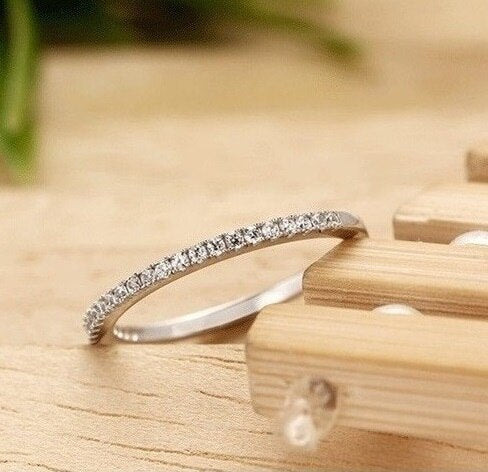 US STOCK Women Wedding Rings Fianit Rose Gold Color Cubic Zirconia image 5