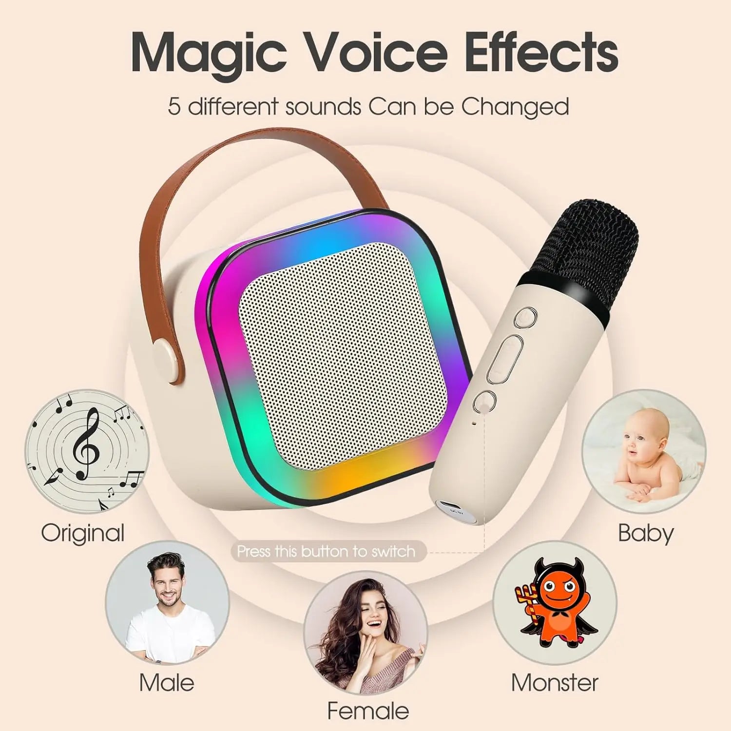 K12 Karaoke Machine Kids Adults Mini Portable BlueTooth Karaoke Speaker with 2 image 3