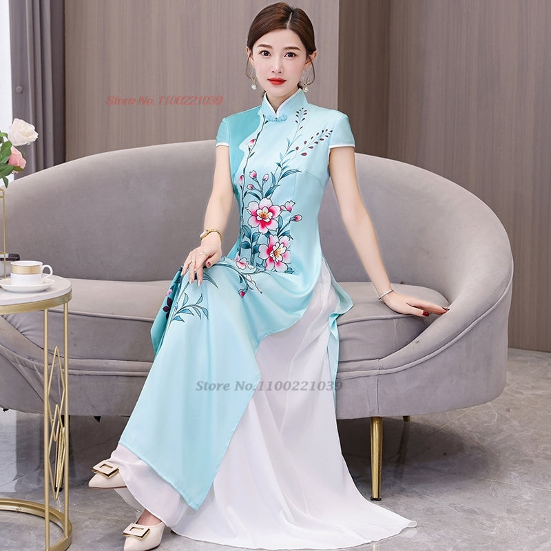 2024 ao dai vietnam traditional dress chinese vintage dress improved cheongsam  image 3