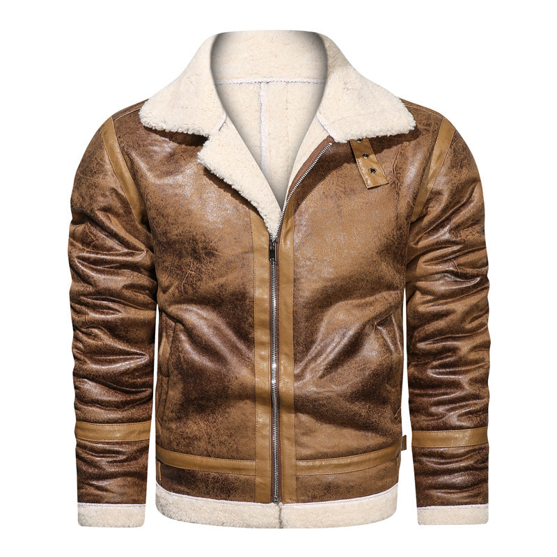Winter Men's Leather Jacket Oversized Outerwear High Quality Retro Casual Coats image 6