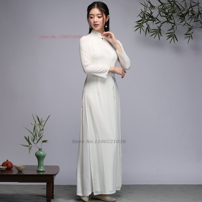 2024 vietnam dress aodai improved cheongsam vietnam traditional dress national  image 4