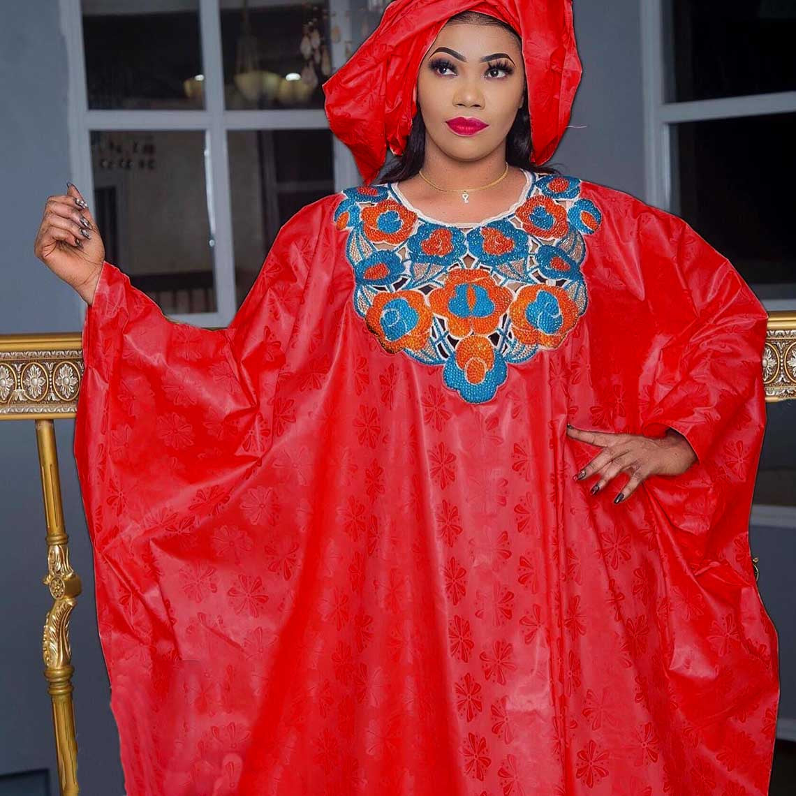 Original Bazin Riche Long Dresses For African Women Party Traditional Wedding F image 7