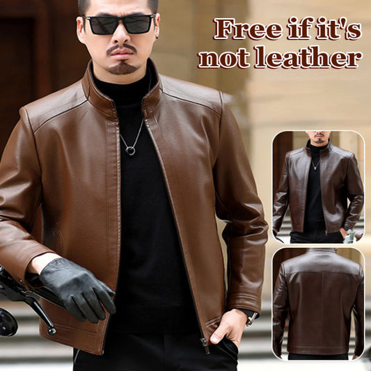 Middleaged and elderly men's Pu leather jacket standup collar spring blouse cas image 0