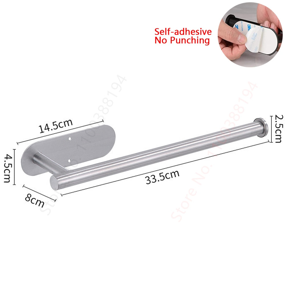 Adhesive Toilet Paper Holder Wall Mount For Bathroom Kitchen Silver Gold Black  image 8