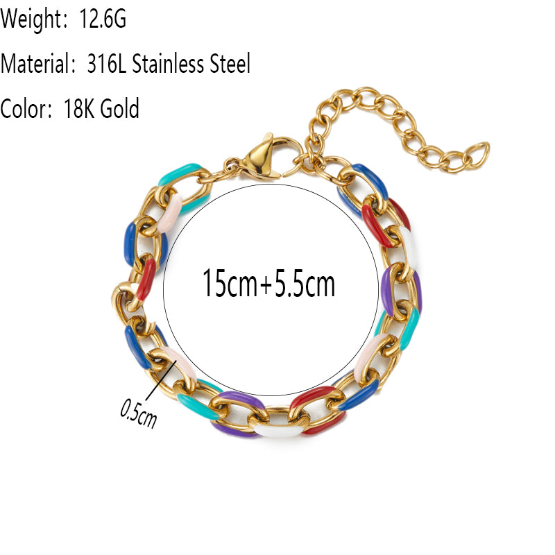 2024 New Titanium Stainless Steel Chain & Link Bracelets Trendy 18k Gold Plated image 1