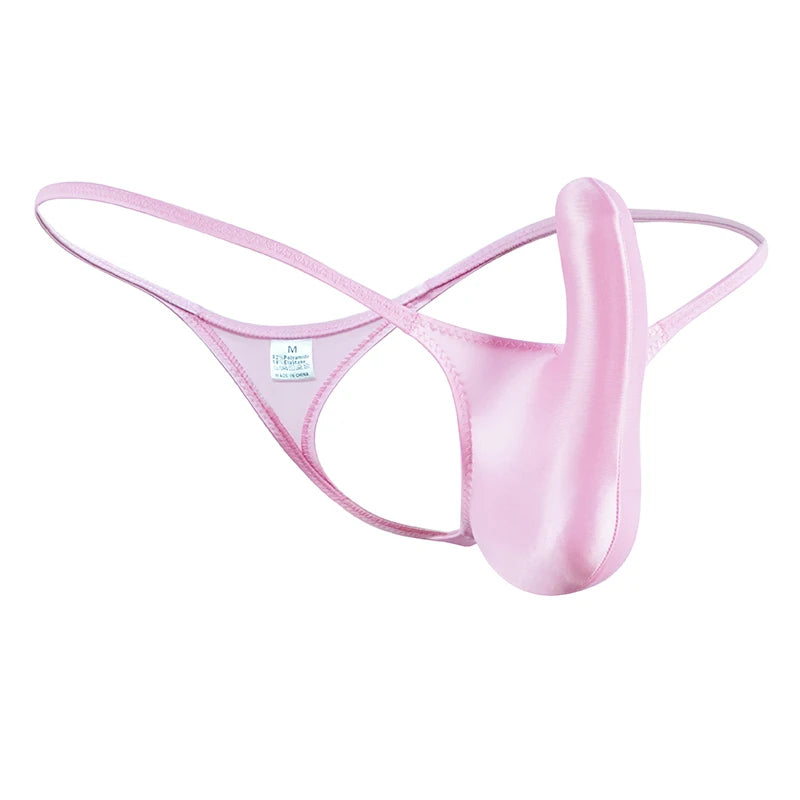 YAULAANG Sexy men's gloss gay underwear oily G-Strings thong Shiny low-waisted  image 5