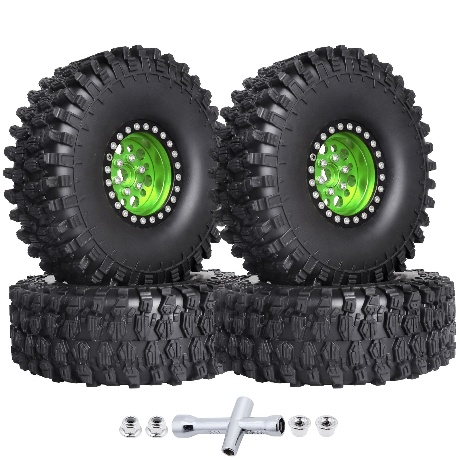 4pcs Hobbypark 1.9 Inch Beadlock Wheels and Tires Set for 1/10 Scale RC Crawler image 3