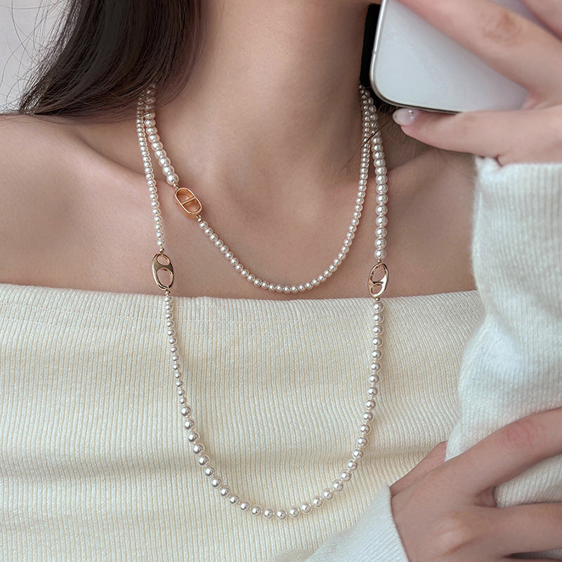 Golden pig nose freshwater pearl white pearl necklace k gold necklaces for wome image 1