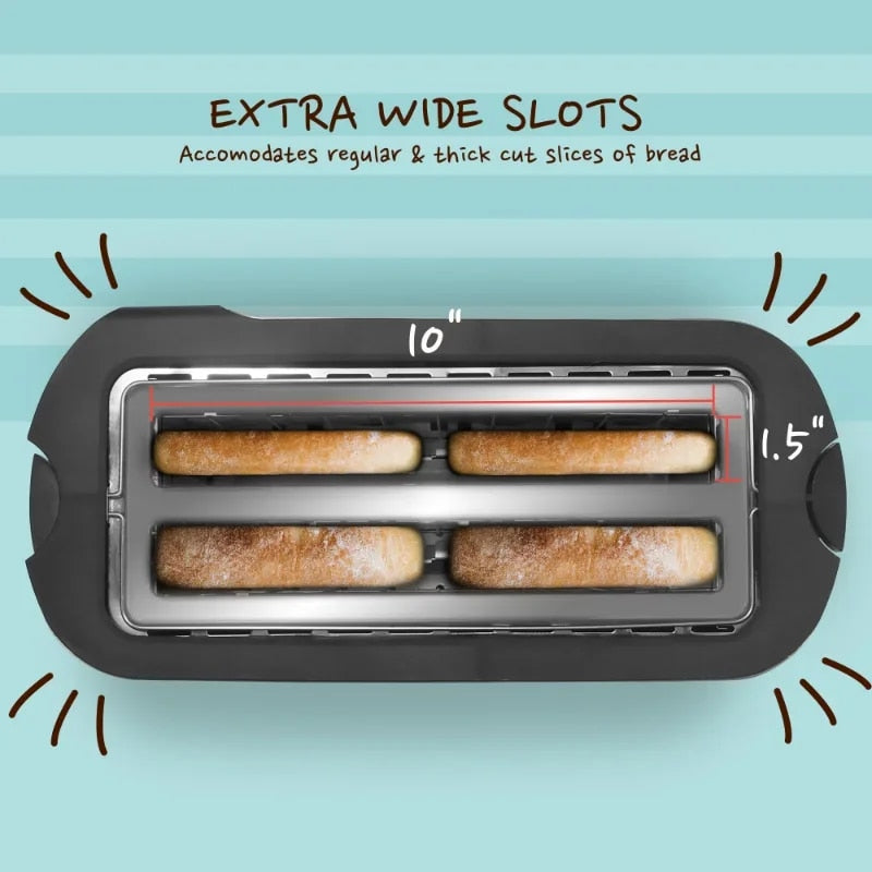 Platinum Stainless Steel 4 Slice Long Slot Toaster image 5