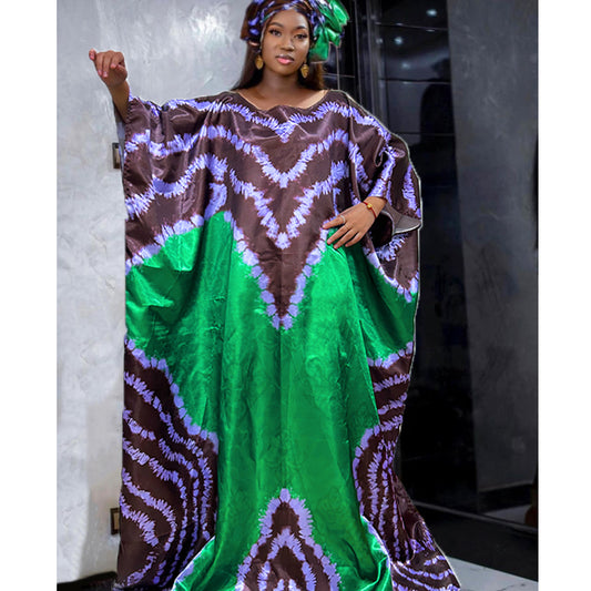 Green African Dresses For Women Traditional Clothing Original Riche Dashiki Rob image 0