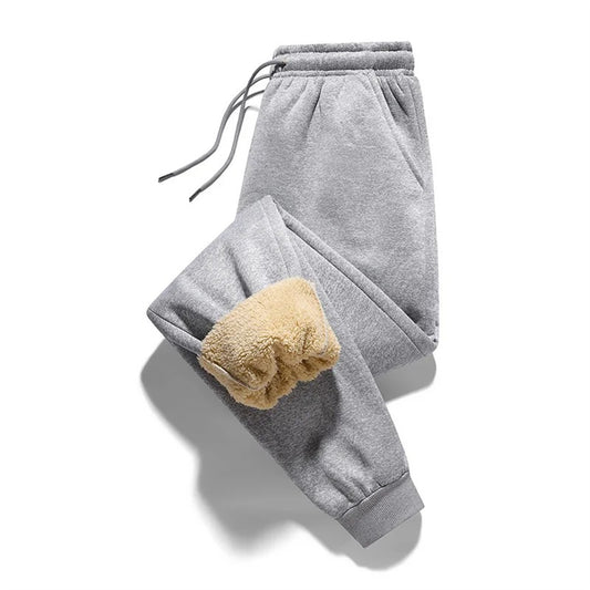 Winter Fleece Pants Thick Warm Thermal Trousers Men Fitness Drawstring Pants Jo image 0
