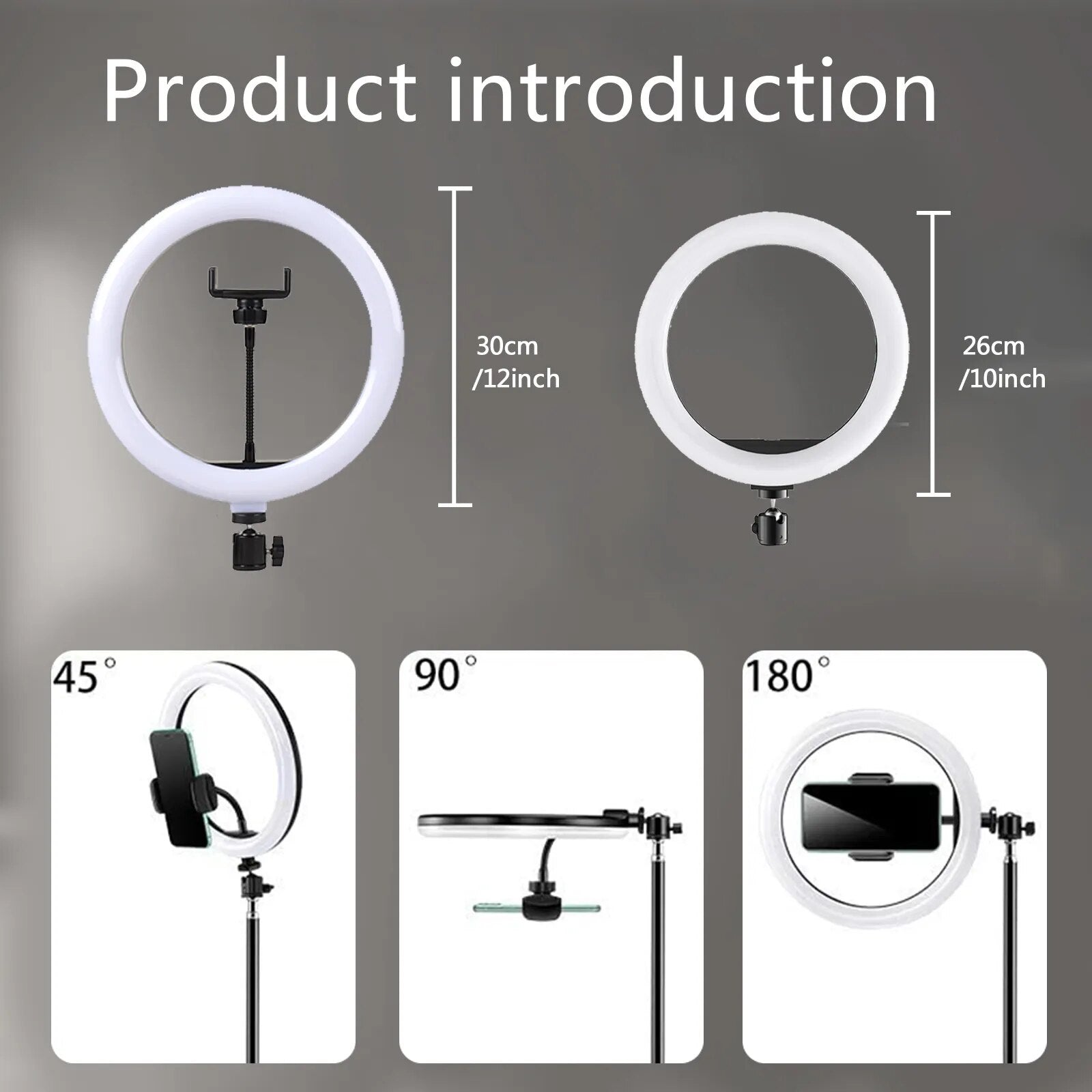 10" 26cm LED Selfie Ring Light Photography Video Light RingLight Phone Stand Tr image 9