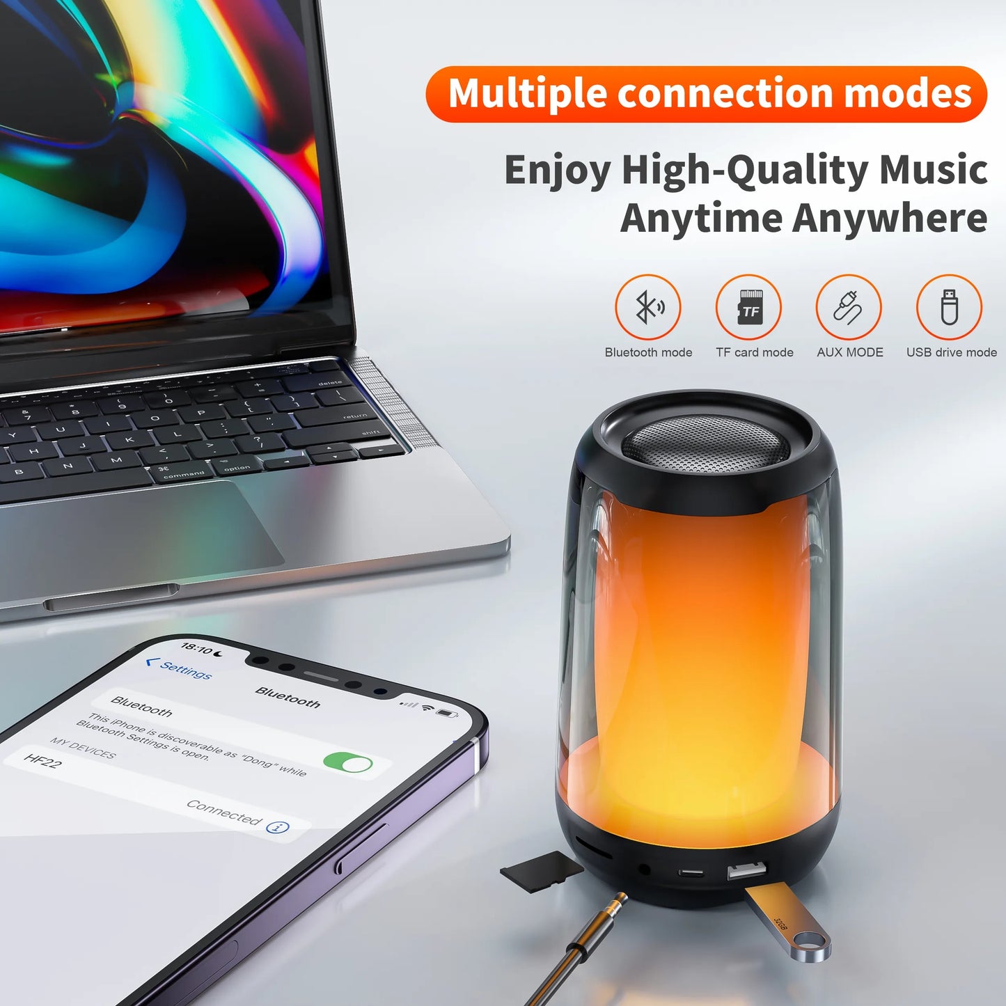 QERE Bluetooth Speaker with Hi-Res 5W Audio,Wireless HiFi Portable Speaker IPX5 image 3