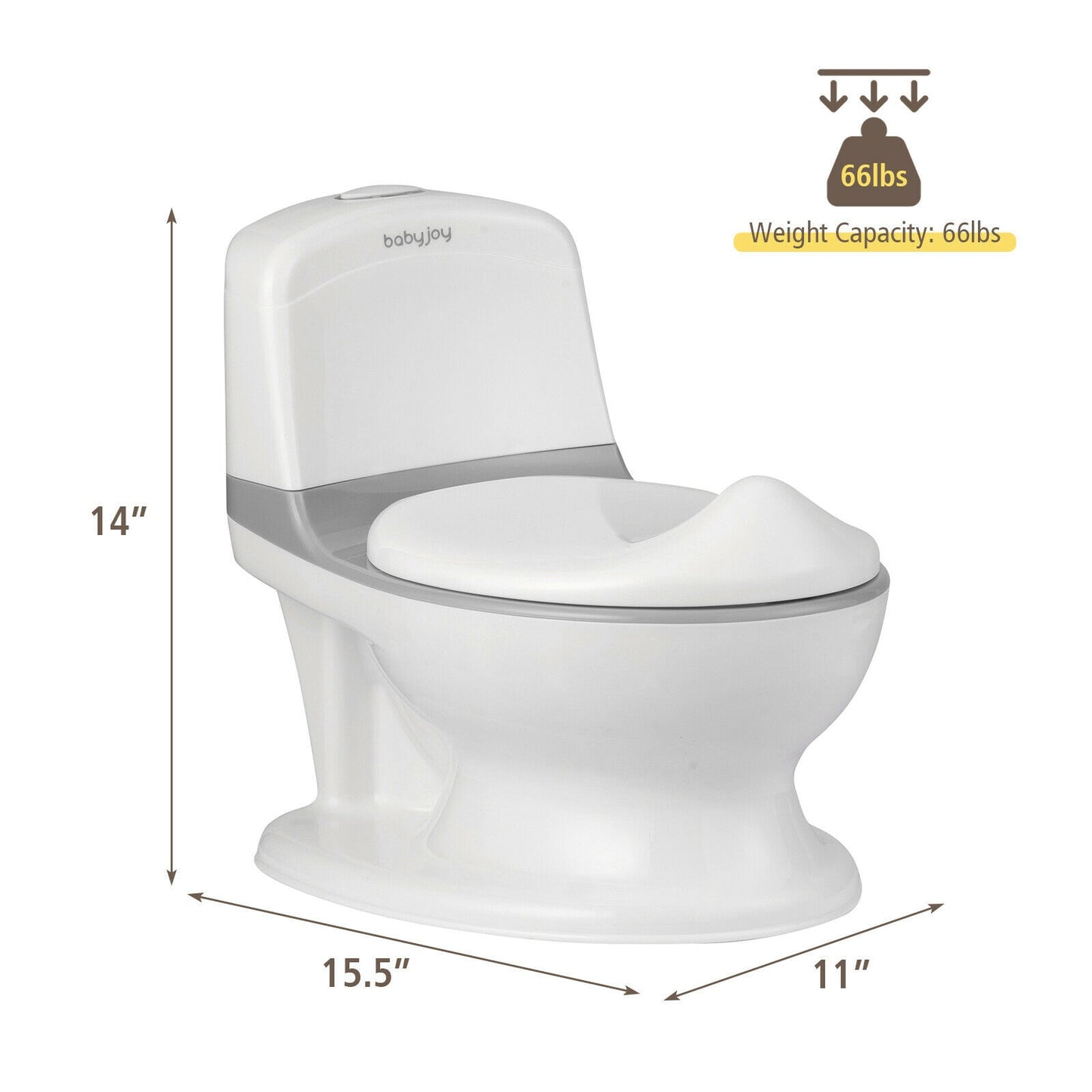 Babyjoy Kids Realistic Potty Training Transition Toilet w/ Sound Lighting Gray/ image 7