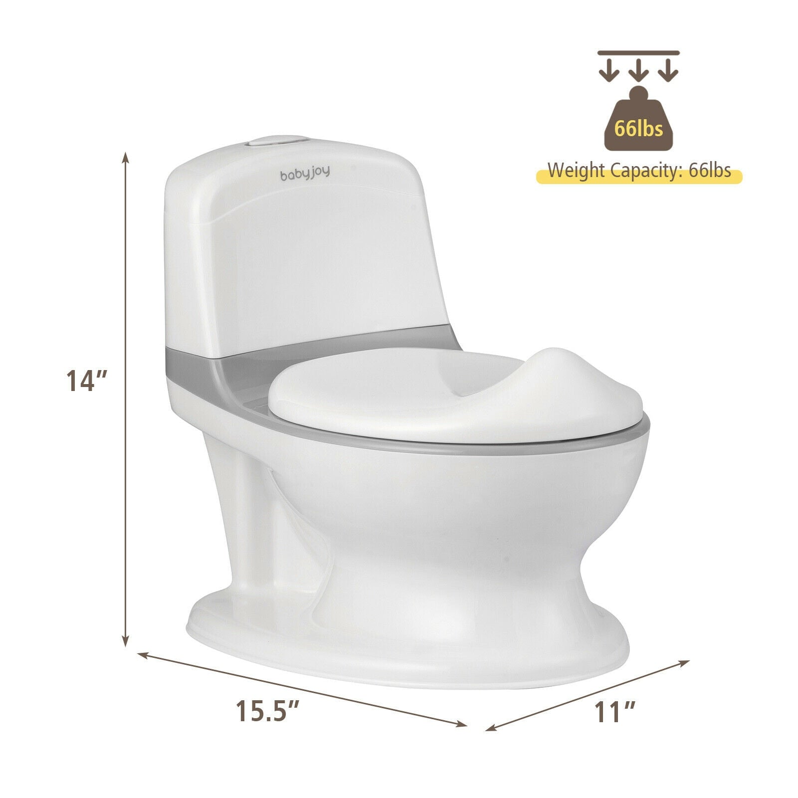 Babyjoy Kids Realistic Potty Training Transition Toilet w/ Sound Lighting Gray/ image 7