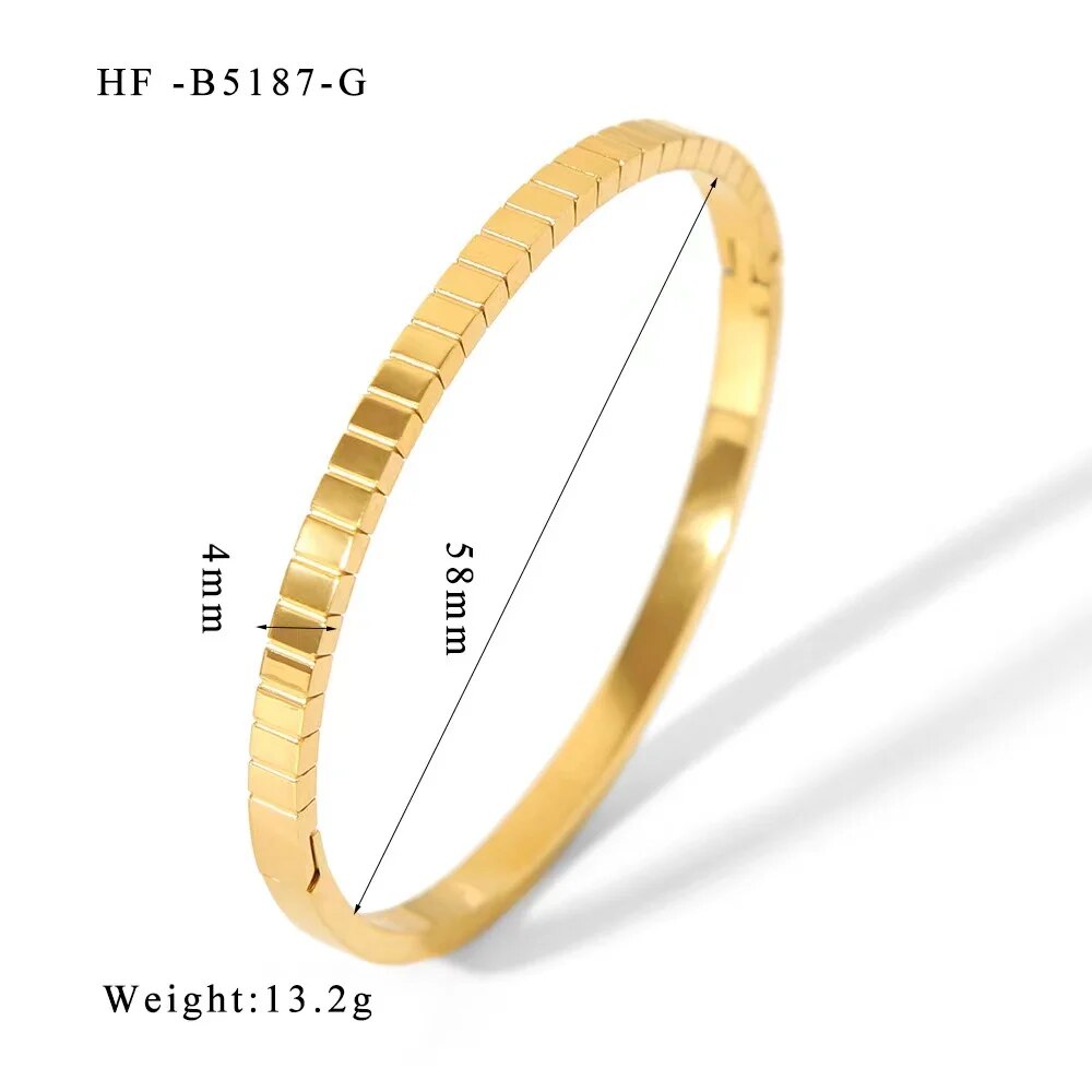 Waterproof Zirconia Cuff Bangles for Women Men 18k Gold Plated Stainless Steel  image 13