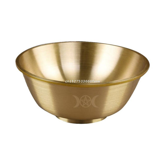 Altar Bowl Ritual Tarot Pentagram Golden Tableware Ceremony Moon Divination Ast image 0