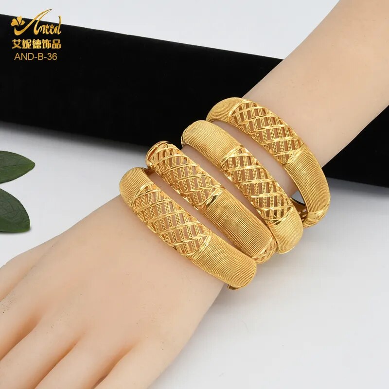 ANIID Dubai Bangles 24K Gold Color African Bracelet For Women Wholesale Designe image 35