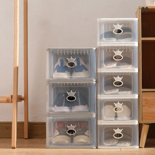 9 Pieces Stackable Side Drop Sneaker Display Case Storage Shoe Box Ventilation image 0