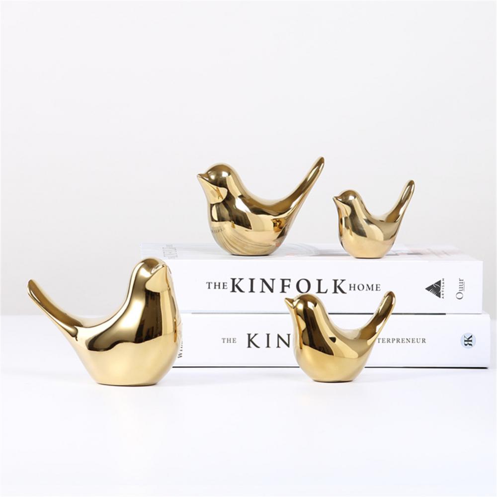 Bird Figurine 4 Sizes Nordic Ceramic Gold Animal Statue Modern Ceramic Bird Sta image 8