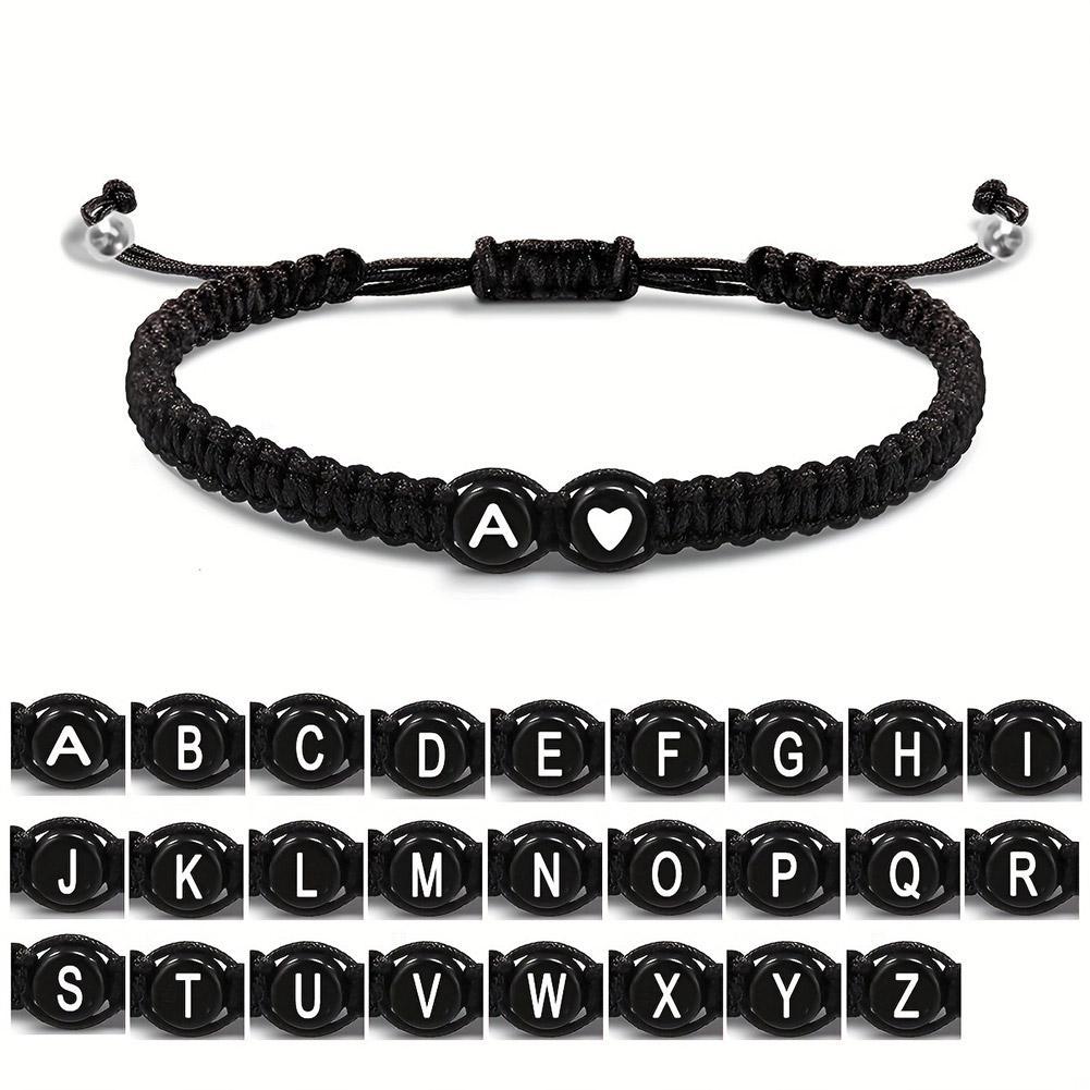 26 Letters Initial Heart Bracelets Handmade Adjustable A-Z Name Braided Bracele image 1