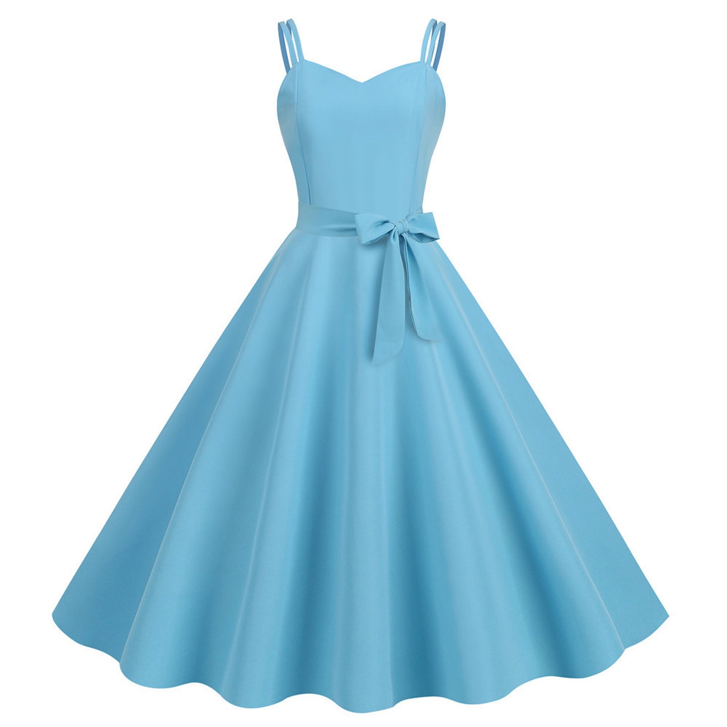 Women Casual Sleeveless Evening Party Prom Dress Strap A Line Large Swing Dress image 0
