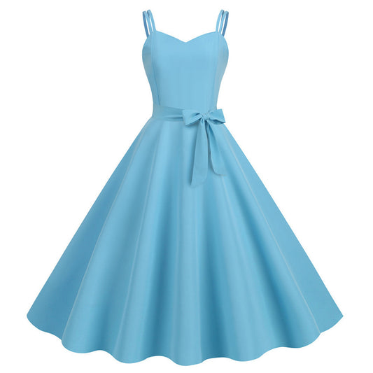 Women Casual Sleeveless Evening Party Prom Dress Strap A Line Large Swing Dress image 0