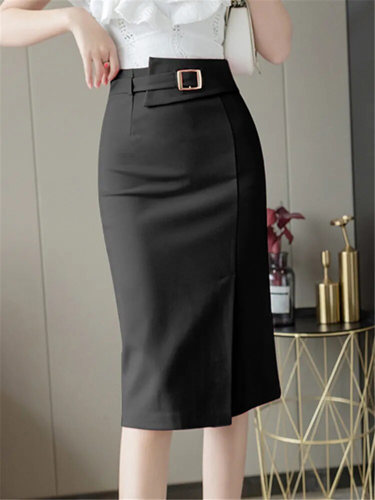 Seoulish Spring Summer Buttons Women's Wrap Midi Skirts 2023  New High Waist Wo image 1