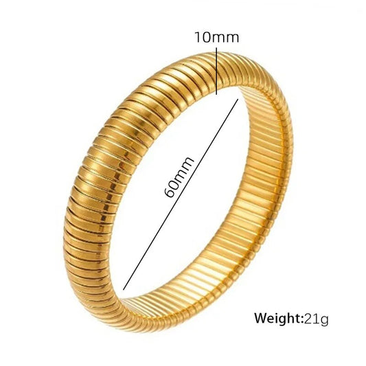 18k Gold Plated Stainless Steel Snake Twist Elastic Bracelets for Women Punk Fa image 0