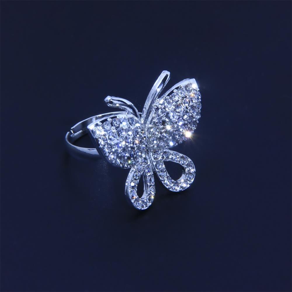 Stonefans Moving Napkin Butterfly Rings for Weddings Gold Silver Color image 1