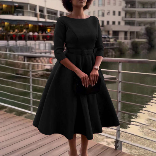 Spring Elegant African Wedding Party Dresses for Women Africa 3/4 Sleeve Polyes image 0