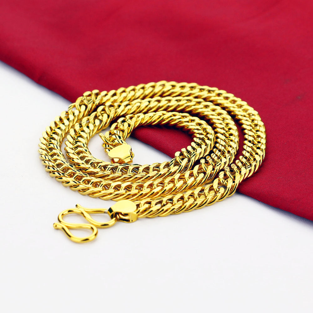 24 k Gold Plated 925 Silver 8 mm Sideways Necklace 50 cm~60 cm Neck Chain For W image 1