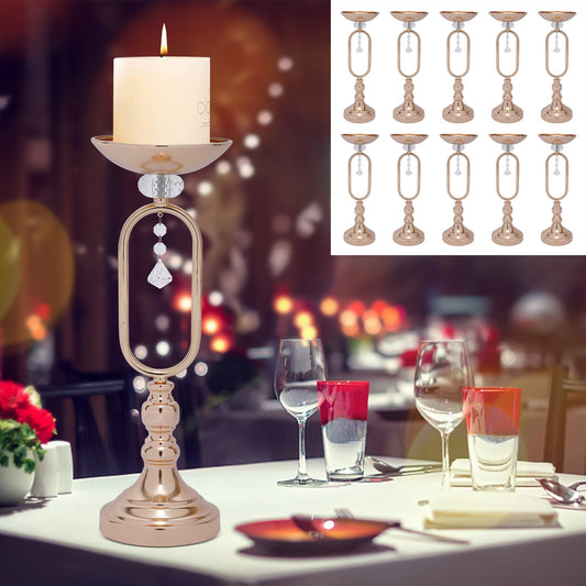 10 Pcs Gold Vases for Centerpieces, Candle Stand for Living Room 17.5in Tall , image 0