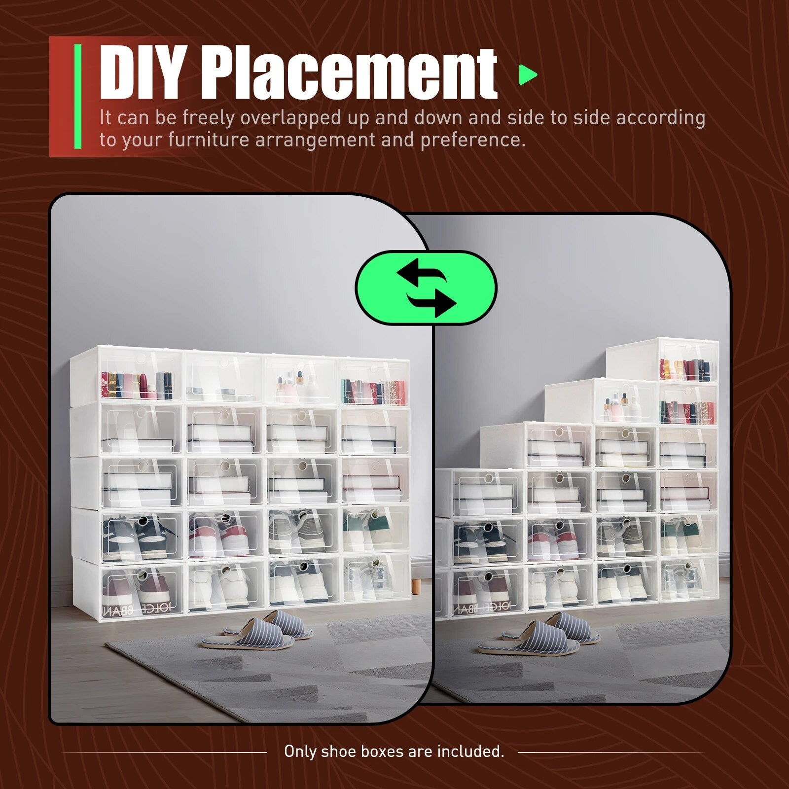 20pcs/24pcs Shoe Rack Shoes Storage Organizer System Transparent Shoe Cabinet S image 5