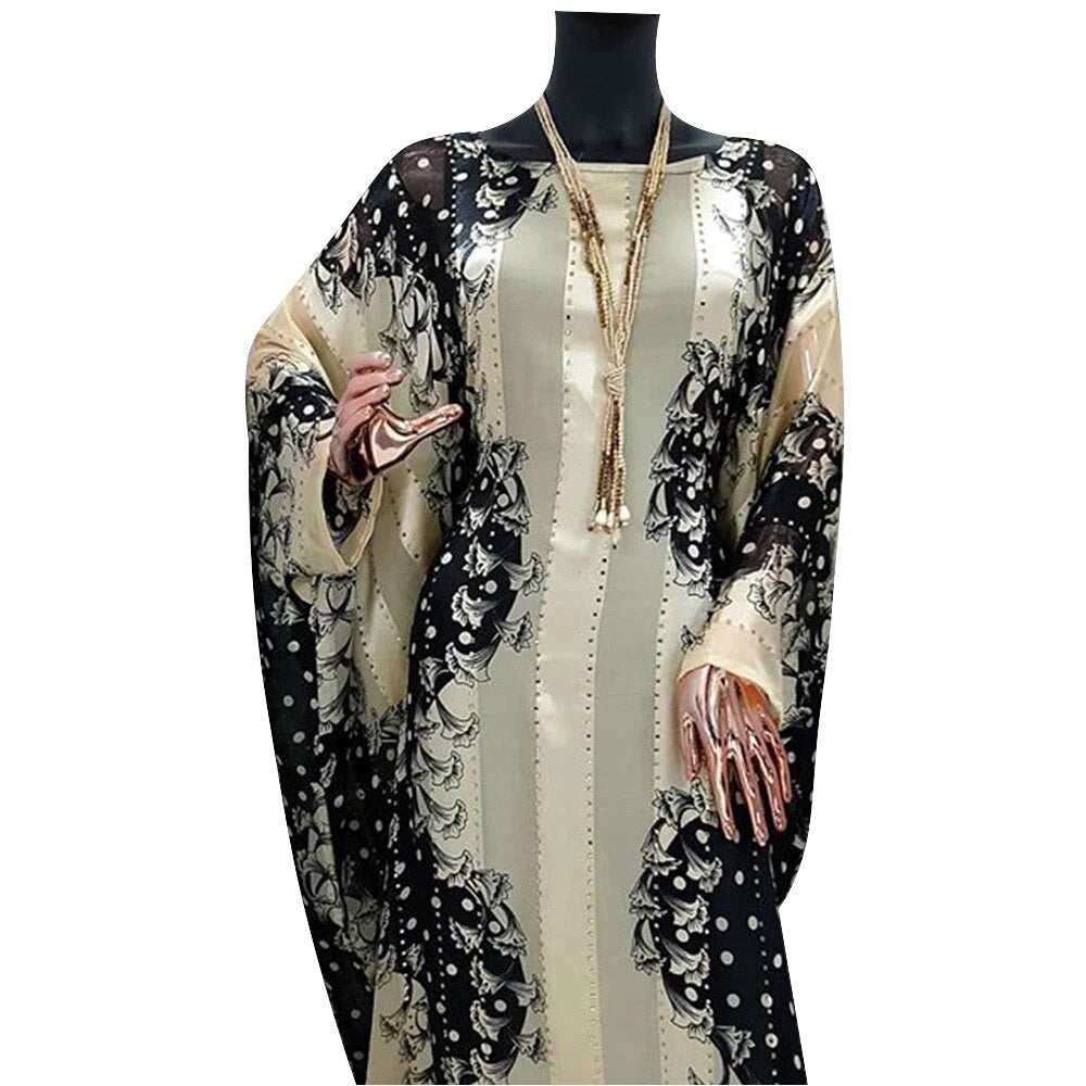 Set Gaun Muslim Gambar Ombak Gaun Jubah Pesta Wanita Pakaian Eropa Pakaian Amer image 2