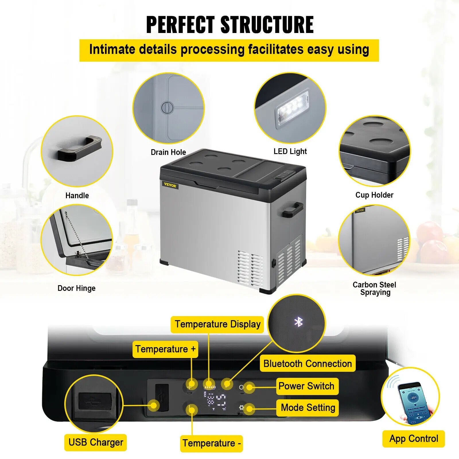 VEVOR 30L 40L 50L Mini Car Refrigerator Portable Fridge Freezer 12/24V DC 110-2 image 6