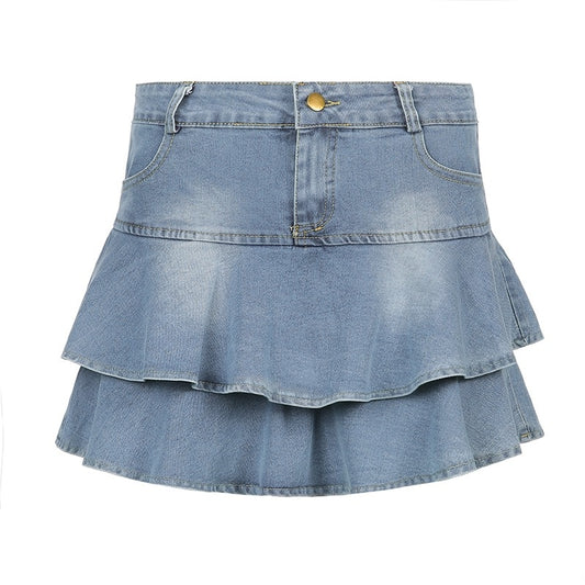DEEPTOWN Vintage Denim Skirt Shorts Women Summer Korean Fashion High Waist A-li image 0