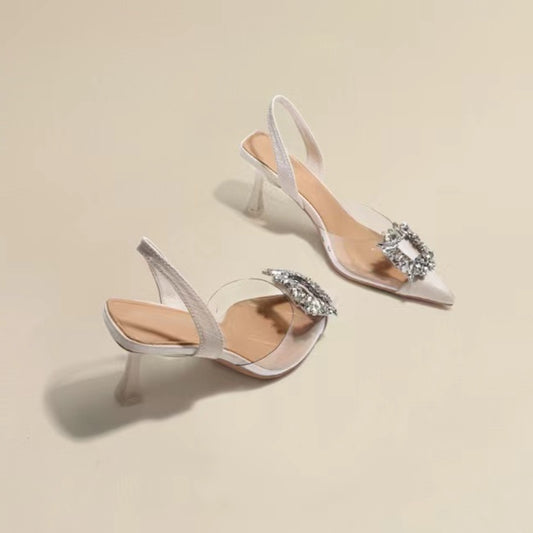 Spring and Autumn Fashion New Sexy Banquet Comfortable Crystal Transparent Soli image 0