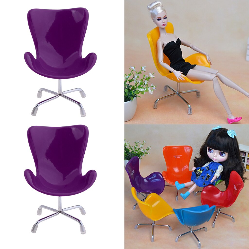 2 Pcs 1/6 Dolls House Miniature Furniture Swan Chair Office Chair for   for Doll image 5