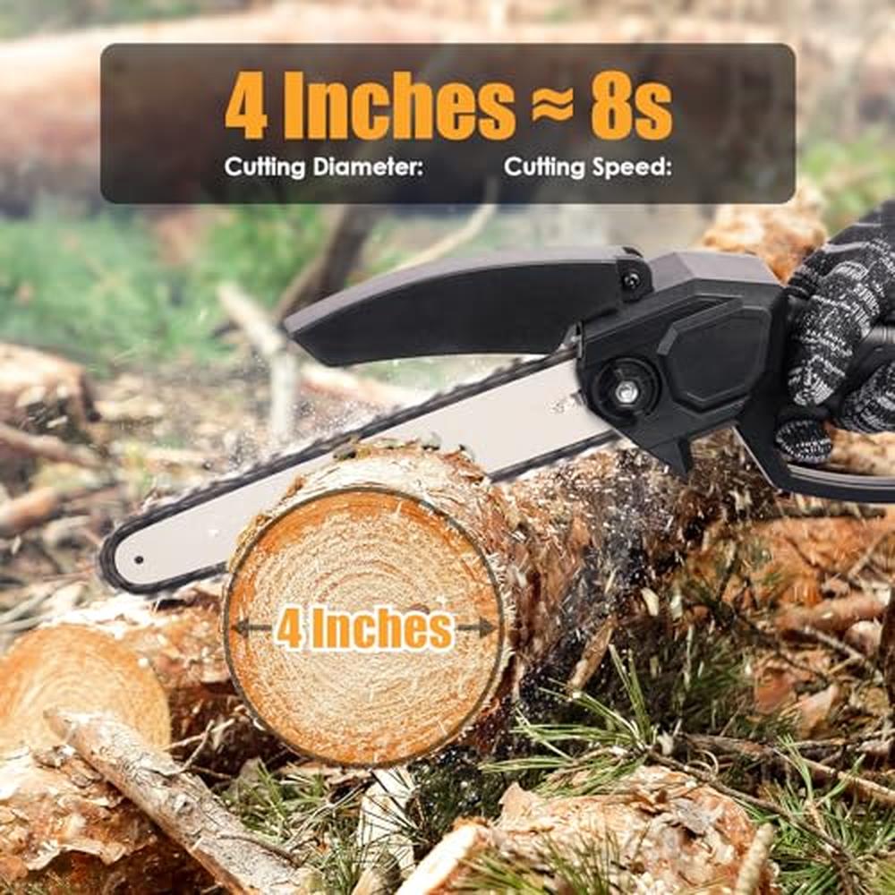 8" Portable Electric Chainsaw Cordless Handheld Wood Cutting Tree Branches Trim image 1