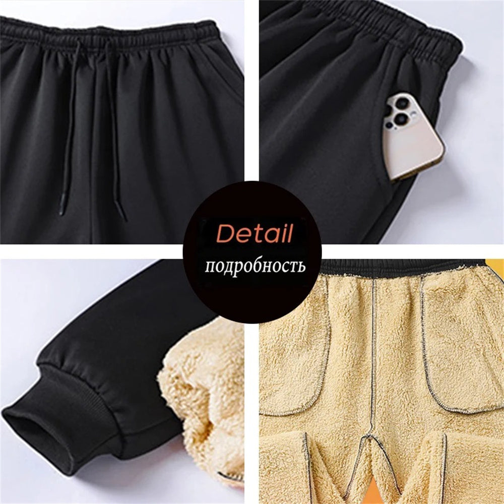 Winter Fleece Pants Thick Warm Thermal Trousers Men Fitness Drawstring Pants Jo image 7
